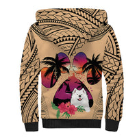 Polynesian Sherpa Hoodie Dog Lover With Samoyed - Sunset At The Beach LT7 - Polynesian Pride
