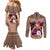Polynesian Couples Matching Mermaid Dress and Long Sleeve Button Shirts Dog Lover With Samoyed - Sunset At The Beach Brown Ver LT7 - Polynesian Pride