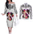 Polynesian Couples Matching Off The Shoulder Long Sleeve Dress and Long Sleeve Button Shirts Dog Lover With Shiba Inu - Sunset At The Beach White Ver LT7 White - Polynesian Pride