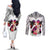 Polynesian Couples Matching Off The Shoulder Long Sleeve Dress and Long Sleeve Button Shirts Dog Lover With Shiba Inu - Sunset At The Beach White Ver LT7 - Polynesian Pride