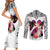Polynesian Couples Matching Short Sleeve Bodycon Dress and Long Sleeve Button Shirts Dog Lover With Shiba Inu - Sunset At The Beach White Ver LT7 - Polynesian Pride