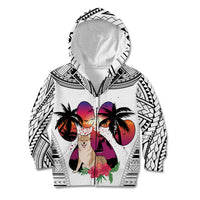Polynesian Kid Hoodie Dog Lover With Shiba Inu - Sunset At The Beach White Ver LT7 Zip Hoodie White - Polynesian Pride