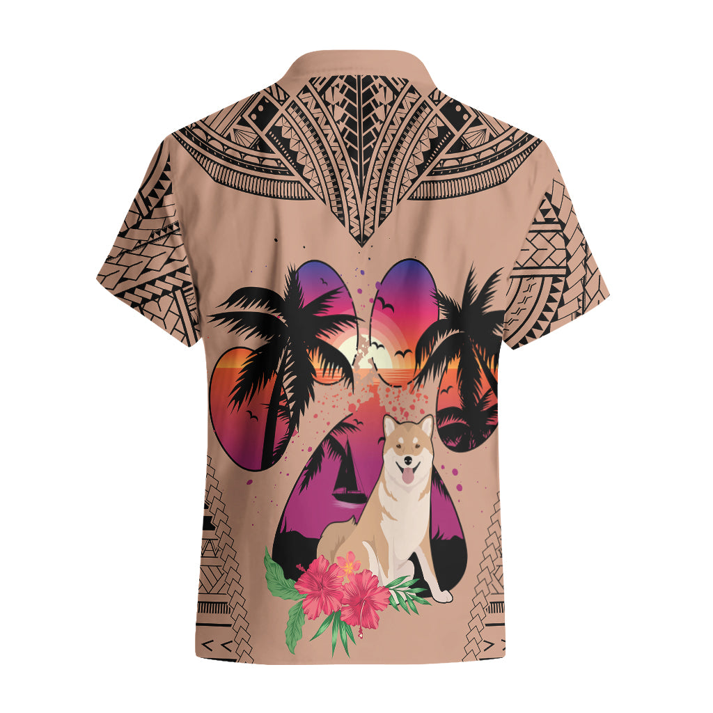 Polynesian Hawaiian Shirt Dog Lover With Shiba Inu - Sunset At The Beach Brown Ver LT7 - Polynesian Pride