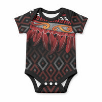 Aotearoa Maori Ngapuhi Iwi Baby Onesie Korowai Tukutuku Kaokao Motifs