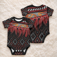 Aotearoa Maori Ngapuhi Iwi Baby Onesie Korowai Tukutuku Kaokao Motifs