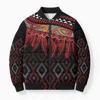 Aotearoa Maori Ngapuhi Iwi Bomber Puffer Jacket Korowai Tukutuku Kaokao Motifs