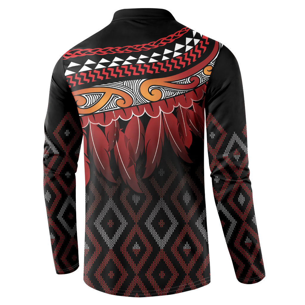 Aotearoa Maori Ngapuhi Iwi Button Sweatshirt Korowai Tukutuku Kaokao Motifs