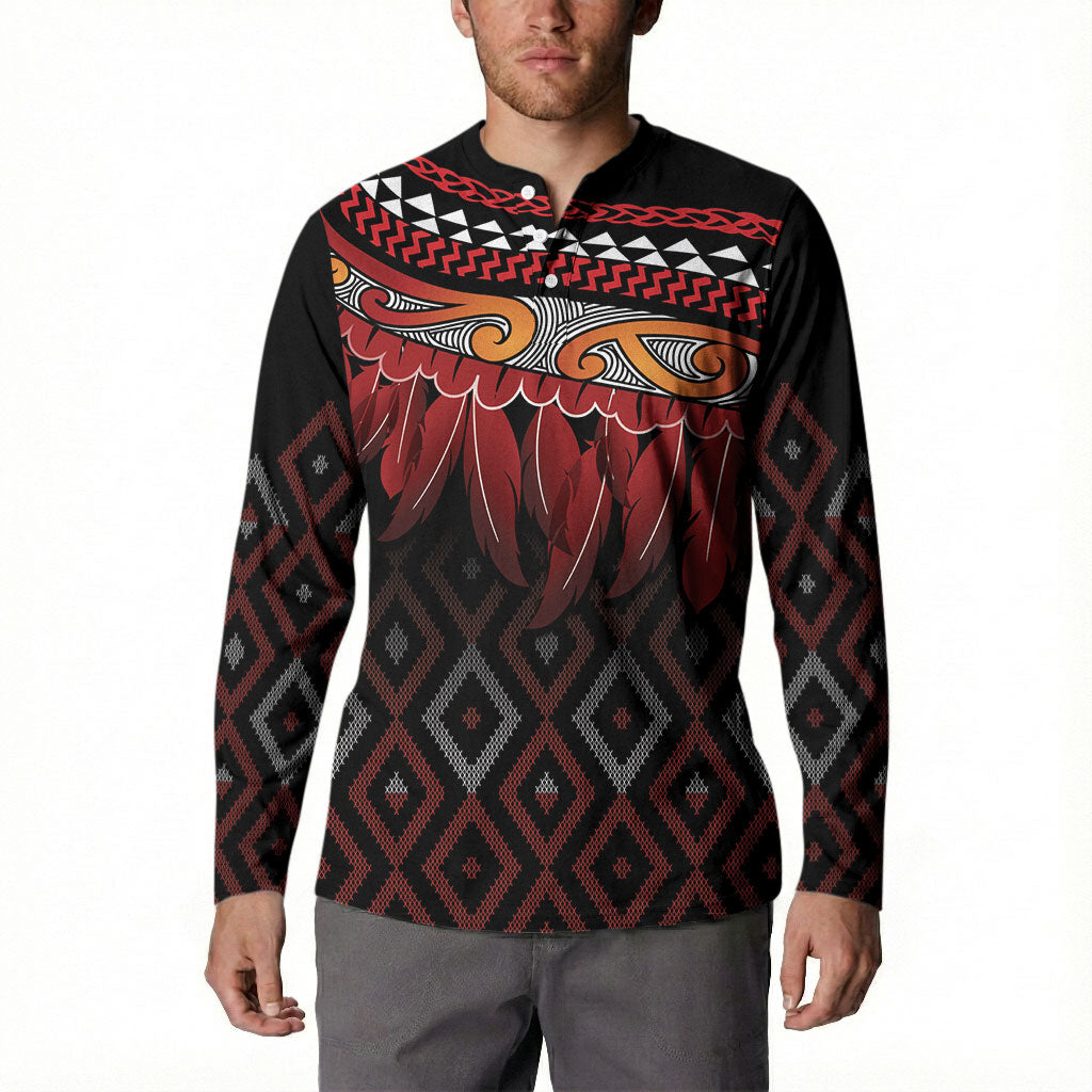 Aotearoa Maori Ngapuhi Iwi Button Sweatshirt Korowai Tukutuku Kaokao Motifs