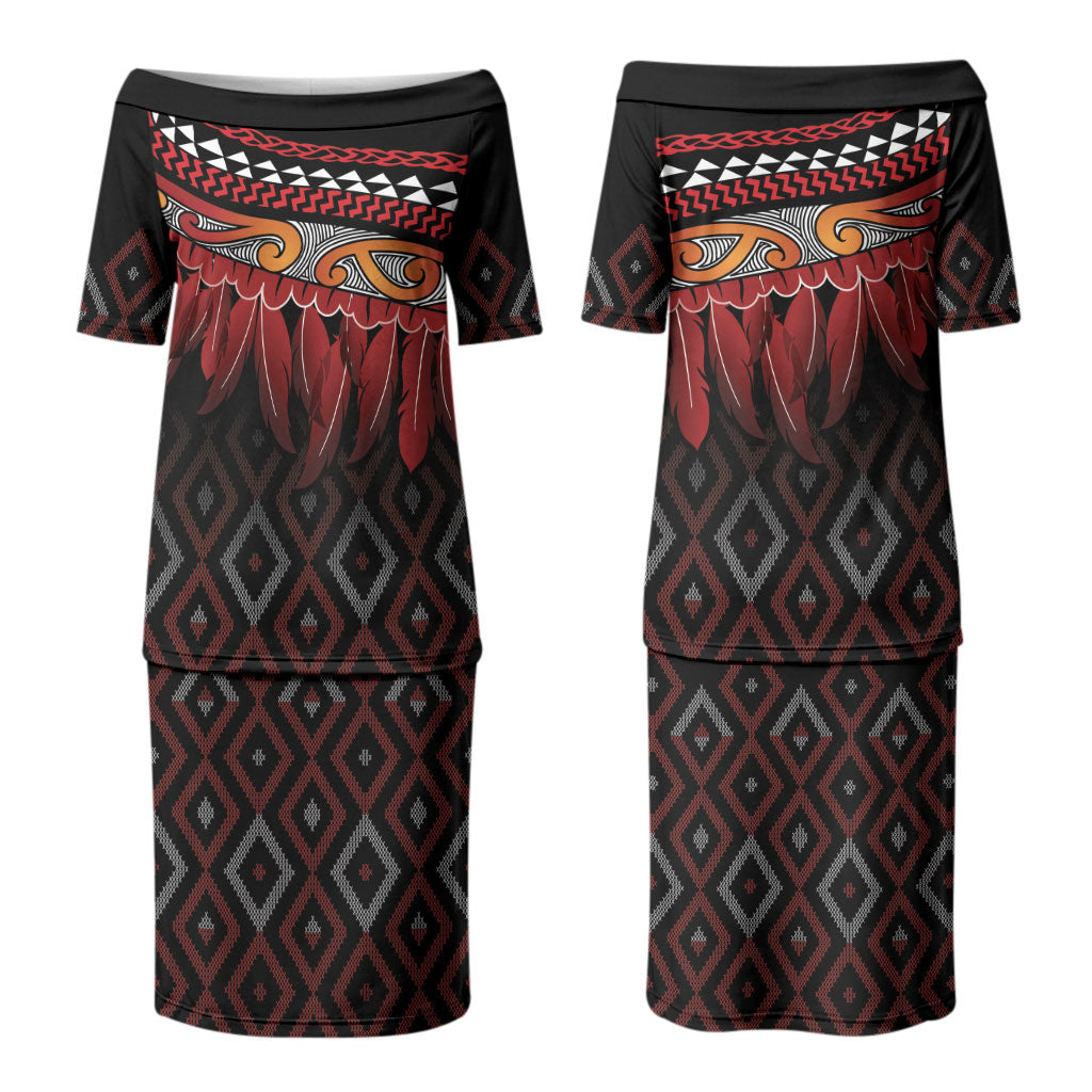 Aotearoa Maori Ngapuhi Iwi Couples Matching Puletasi and Hawaiian Shirt Korowai Tukutuku Kaokao Motifs