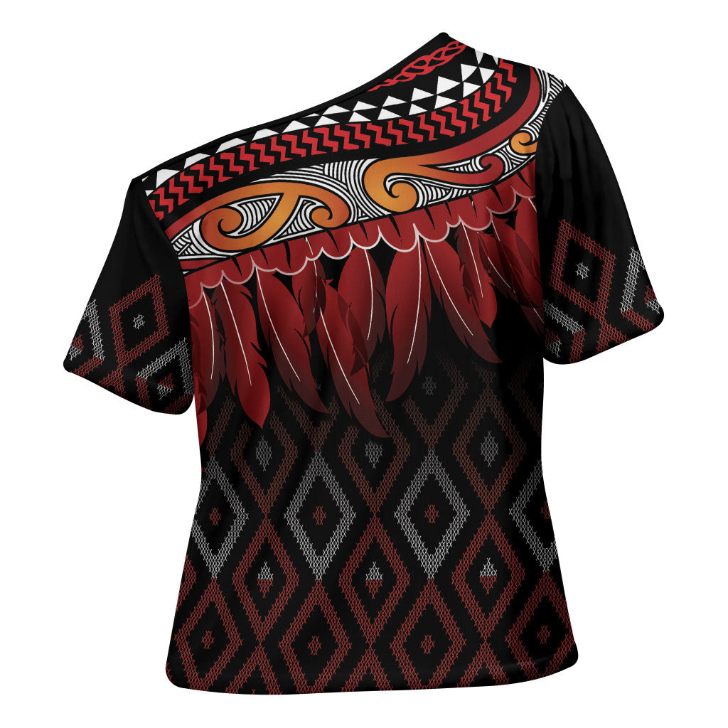 Aotearoa Maori Ngapuhi Iwi Cross Shoulder Shirt Korowai Tukutuku Kaokao Motifs