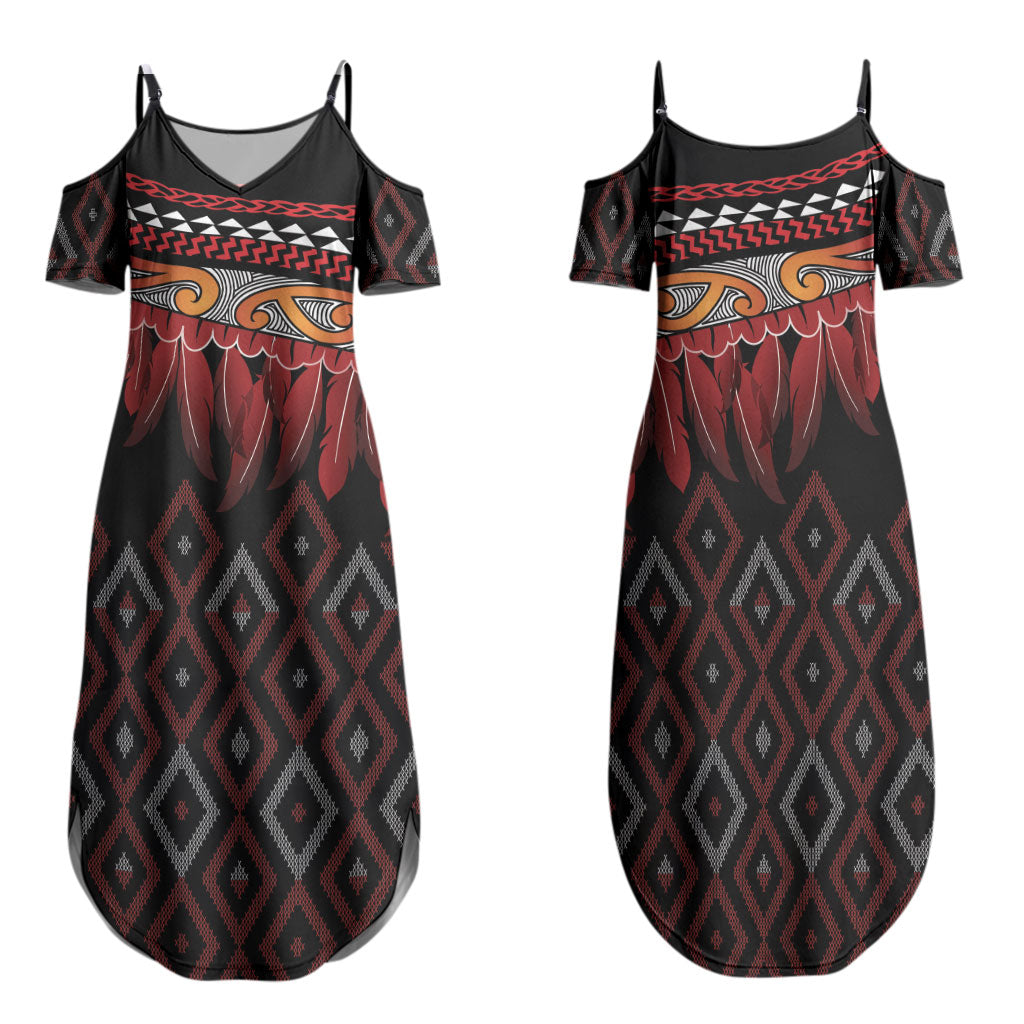 Aotearoa Maori Ngapuhi Iwi Family Matching Summer Maxi Dress and Hawaiian Shirt Korowai Tukutuku Kaokao Motifs