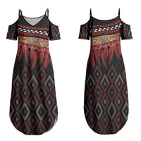 Aotearoa Maori Ngapuhi Iwi Family Matching Summer Maxi Dress and Hawaiian Shirt Korowai Tukutuku Kaokao Motifs