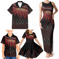 Aotearoa Maori Ngapuhi Iwi Family Matching Tank Maxi Dress and Hawaiian Shirt Korowai Tukutuku Kaokao Motifs