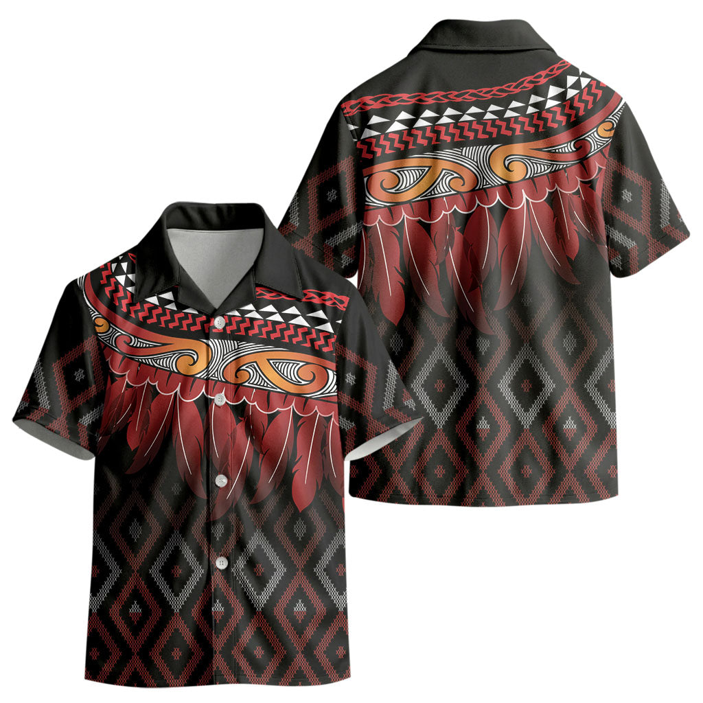 Aotearoa Maori Ngapuhi Iwi Kid Hawaiian Shirt Korowai Tukutuku Kaokao Motifs