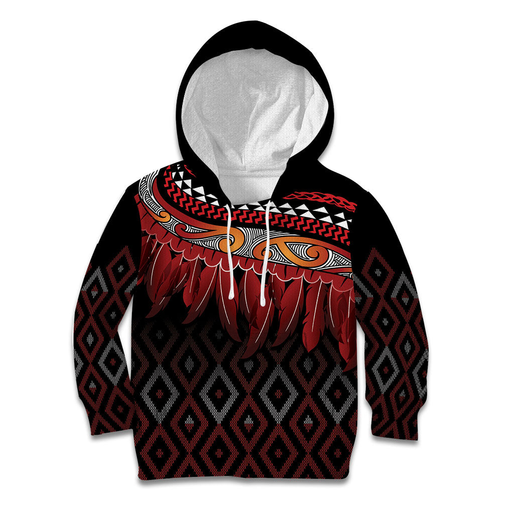 Aotearoa Maori Ngapuhi Iwi Kid Hoodie Korowai Tukutuku Kaokao Motifs