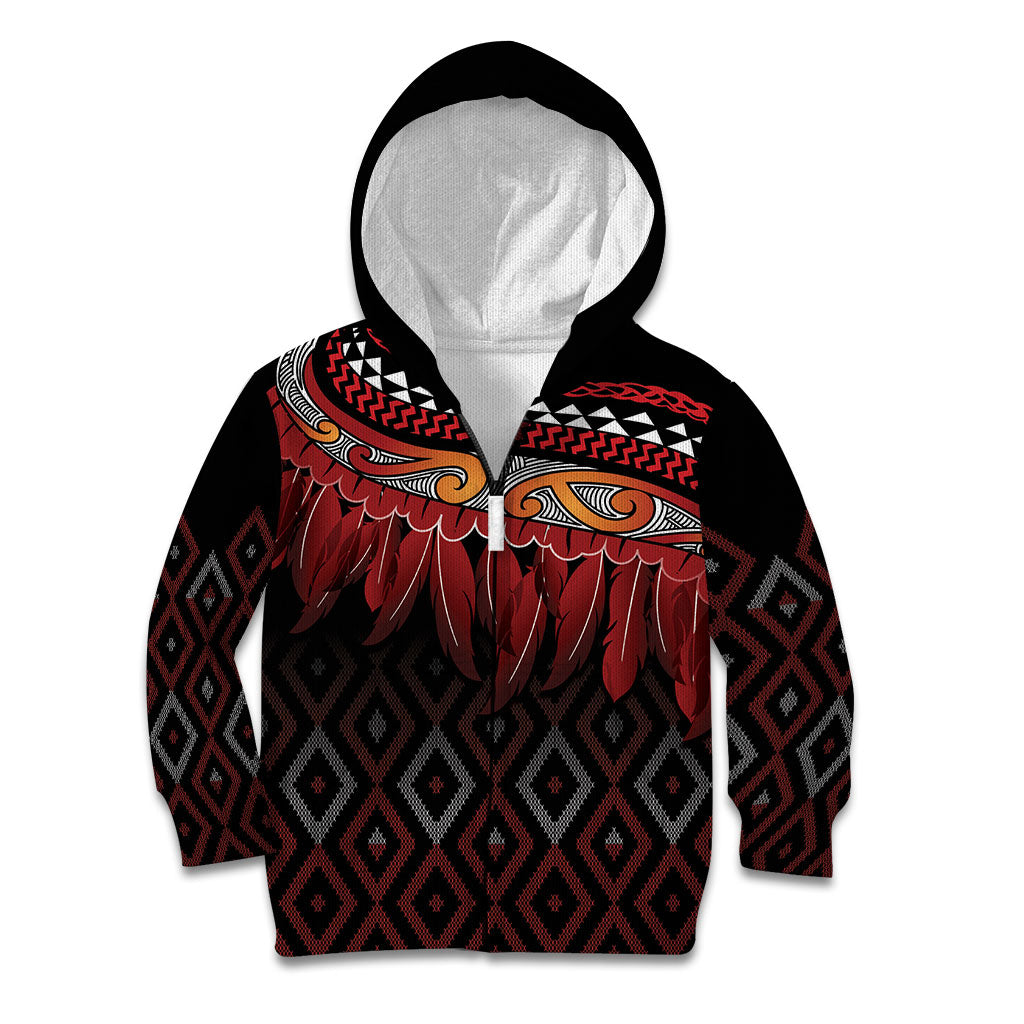 Aotearoa Maori Ngapuhi Iwi Kid Hoodie Korowai Tukutuku Kaokao Motifs
