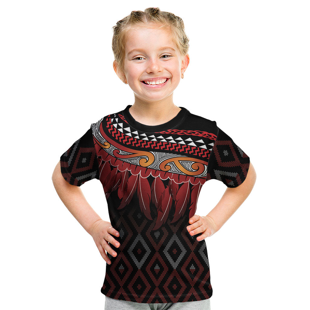 Aotearoa Maori Ngapuhi Iwi Kid T Shirt Korowai Tukutuku Kaokao Motifs
