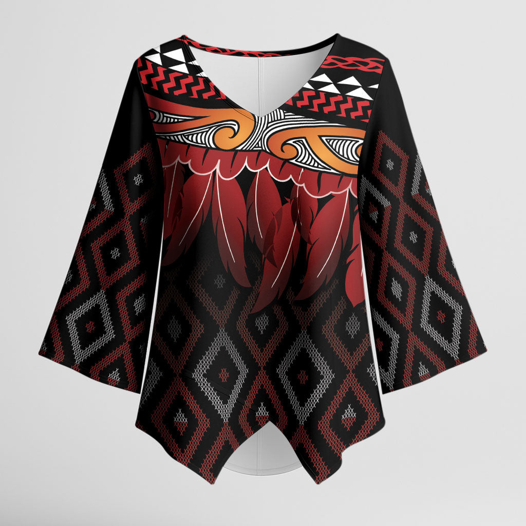 Aotearoa Maori Ngapuhi Iwi Kimono Sleeve Blouse Korowai Tukutuku Kaokao Motifs