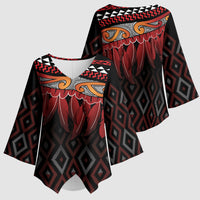 Aotearoa Maori Ngapuhi Iwi Kimono Sleeve Blouse Korowai Tukutuku Kaokao Motifs