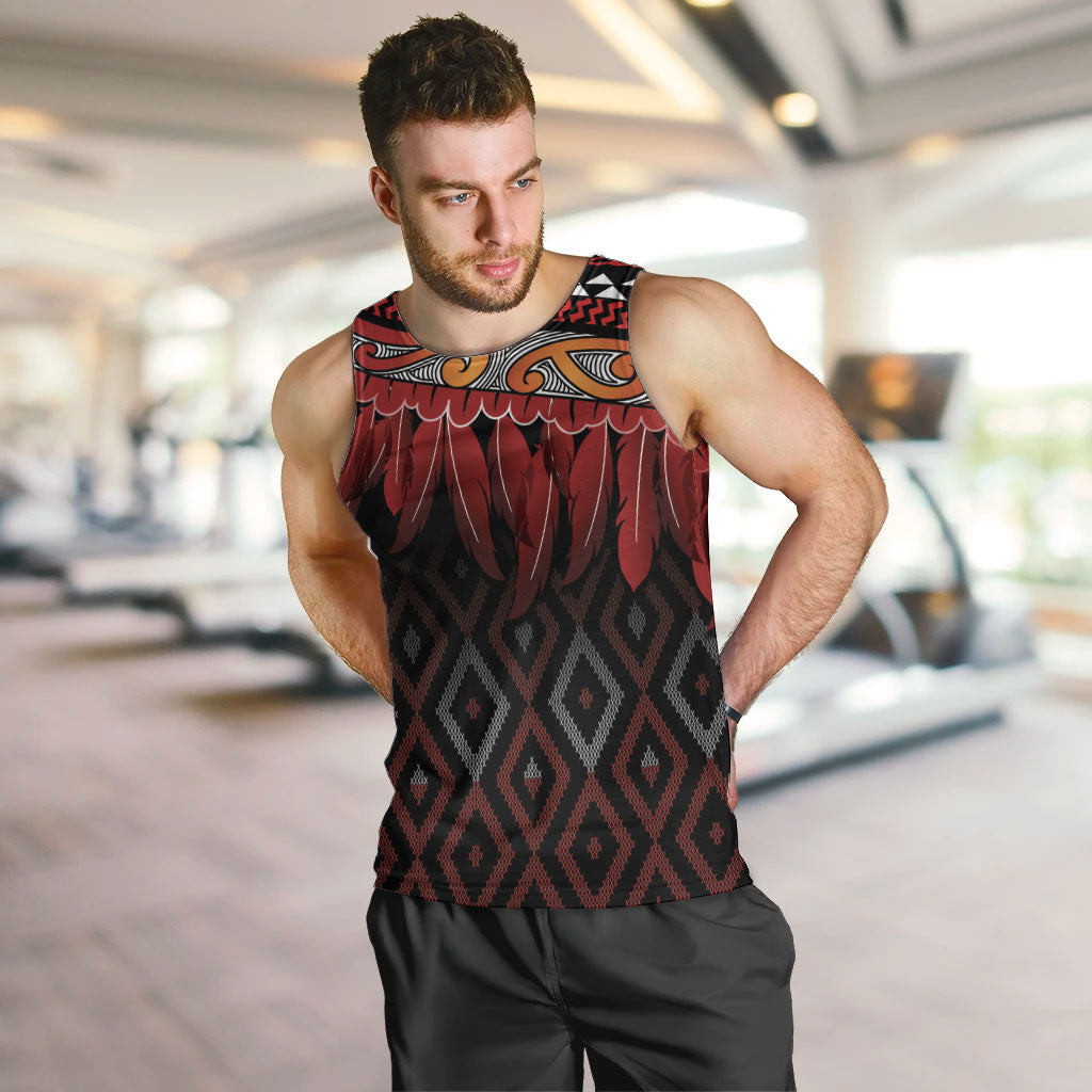 Aotearoa Maori Ngapuhi Iwi Men Tank Top Korowai Tukutuku Kaokao Motifs