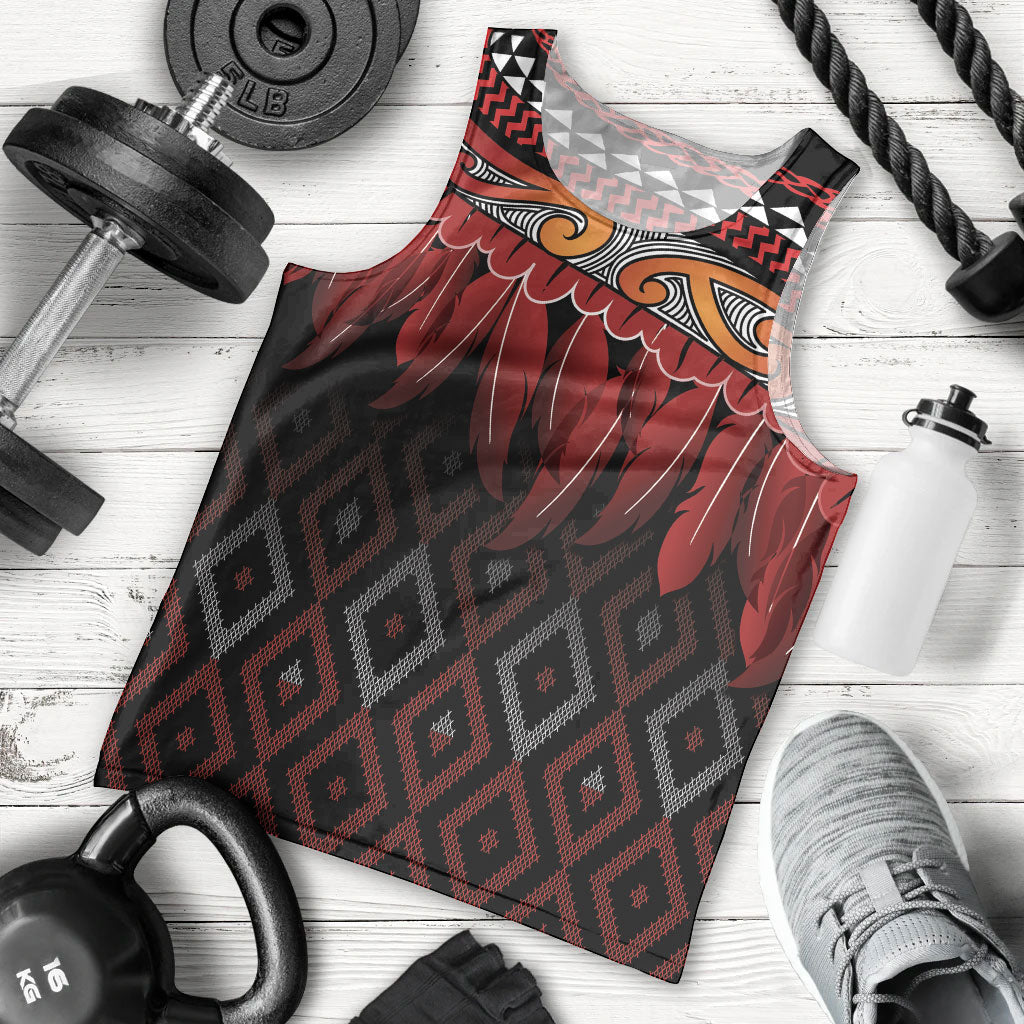 Aotearoa Maori Ngapuhi Iwi Men Tank Top Korowai Tukutuku Kaokao Motifs