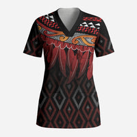 Aotearoa Maori Ngapuhi Iwi Scrub Top Korowai Tukutuku Kaokao Motifs