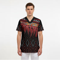 Aotearoa Maori Ngapuhi Iwi Scrub Top Korowai Tukutuku Kaokao Motifs