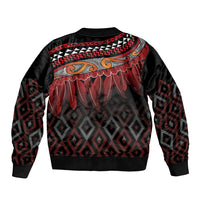 Aotearoa Maori Ngapuhi Iwi Sleeve Zip Bomber Jacket Korowai Tukutuku Kaokao Motifs