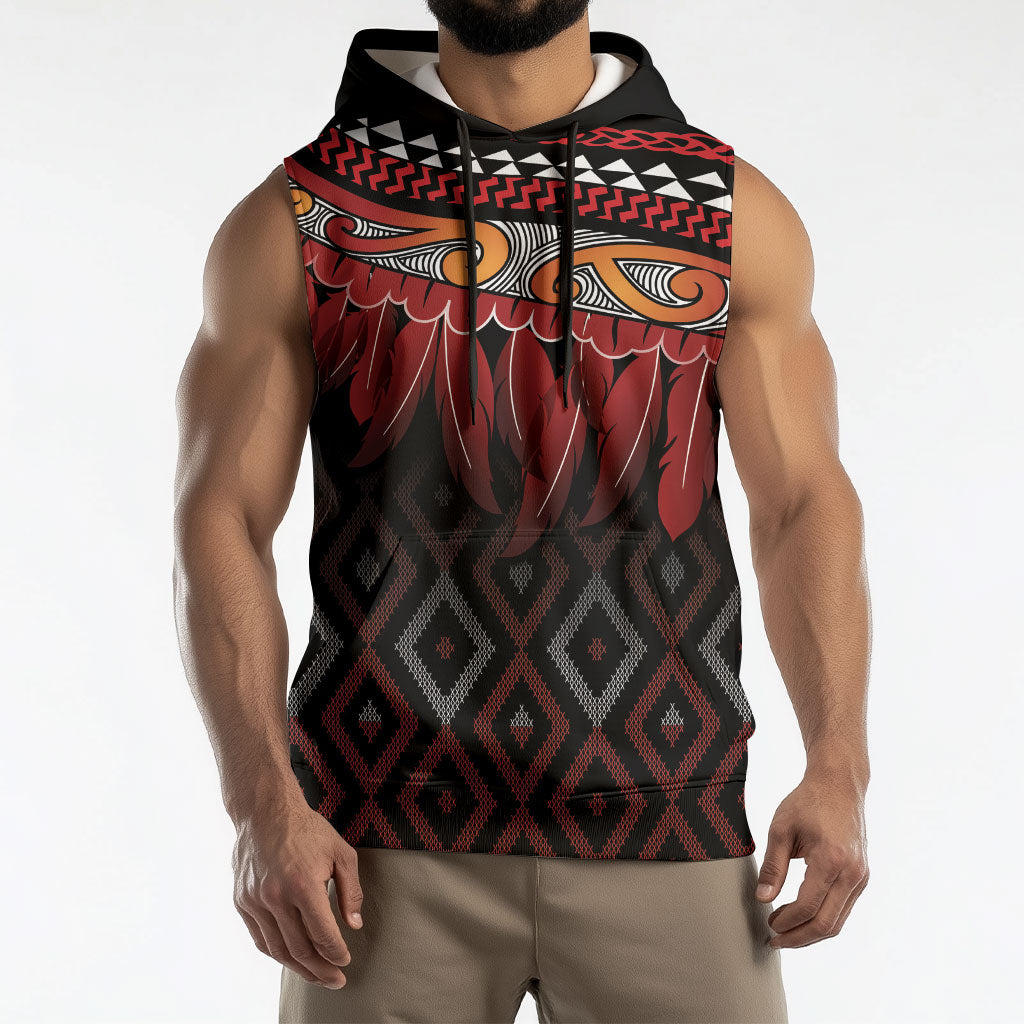 Aotearoa Maori Ngapuhi Iwi Sleeveless Hoodie Korowai Tukutuku Kaokao Motifs