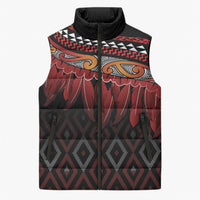 Aotearoa Maori Ngapuhi Iwi Sleeveless Puffer Jacket Korowai Tukutuku Kaokao Motifs