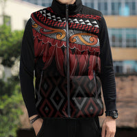 Aotearoa Maori Ngapuhi Iwi Sleeveless Puffer Jacket Korowai Tukutuku Kaokao Motifs