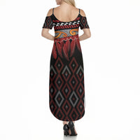 Aotearoa Maori Ngapuhi Iwi Summer Maxi Dress Korowai Tukutuku Kaokao Motifs
