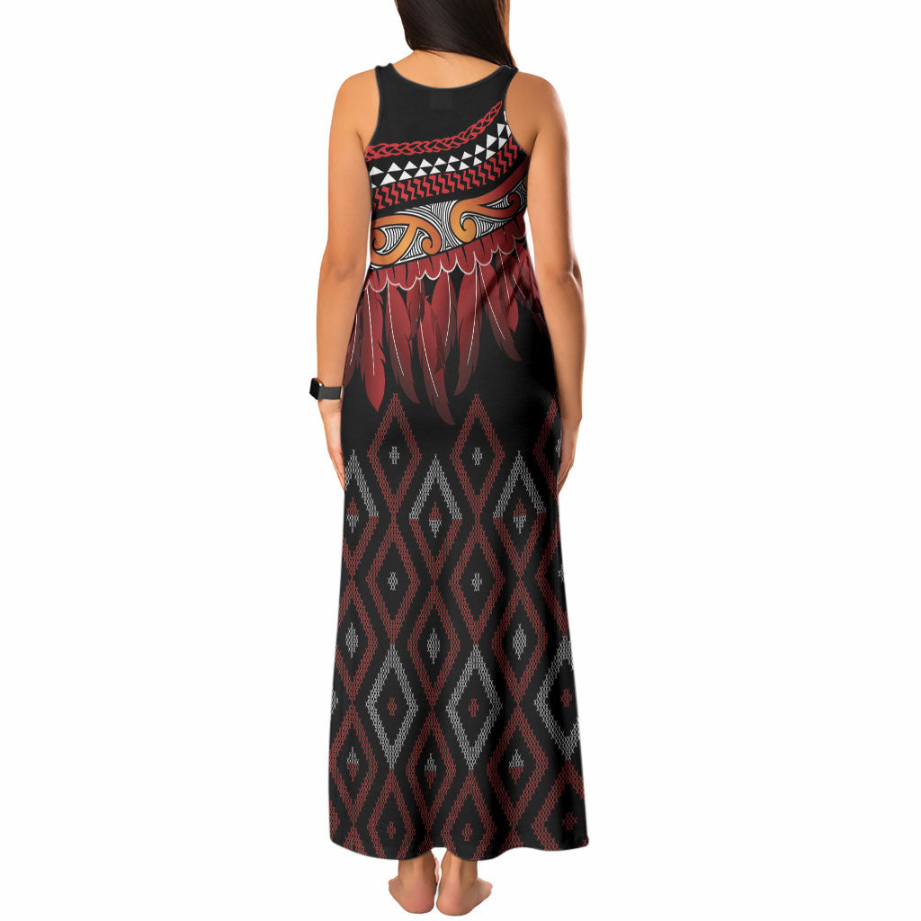 Aotearoa Maori Ngapuhi Iwi Tank Maxi Dress Korowai Tukutuku Kaokao Motifs