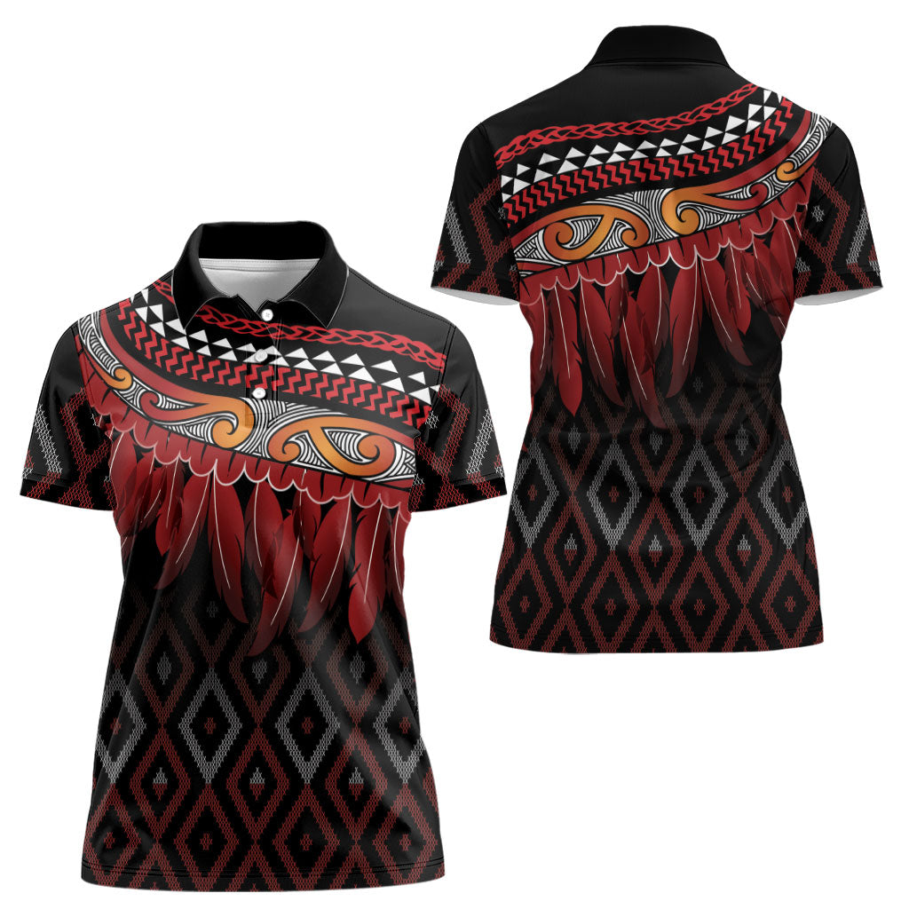 Aotearoa Maori Ngapuhi Iwi Women Polo Shirt Korowai Tukutuku Kaokao Motifs