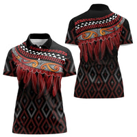 Aotearoa Maori Ngapuhi Iwi Women Polo Shirt Korowai Tukutuku Kaokao Motifs