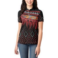 Aotearoa Maori Ngapuhi Iwi Women Polo Shirt Korowai Tukutuku Kaokao Motifs