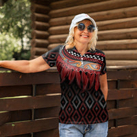 Aotearoa Maori Ngapuhi Iwi Women Polo Shirt Korowai Tukutuku Kaokao Motifs