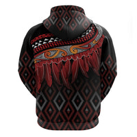 Aotearoa Maori Ngapuhi Iwi Zip Hoodie Korowai Tukutuku Kaokao Motifs