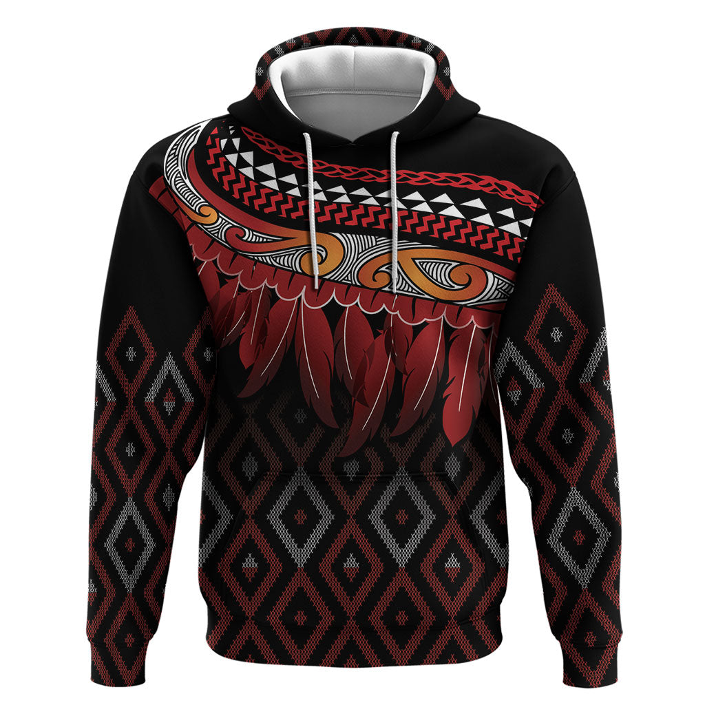 Aotearoa Maori Ngapuhi Iwi Zip Hoodie Korowai Tukutuku Kaokao Motifs