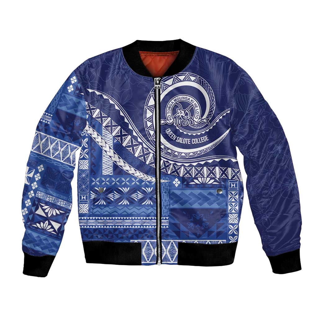 Queen Salote College 100th Anniversary Bomber Jacket QSC Royal Girls LT7 Unisex Royal Blue - Polynesian Pride