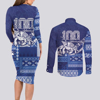 Queen Salote College 100th Anniversary Couples Matching Long Sleeve Bodycon Dress and Long Sleeve Button Shirt QSC Royal Girls - Polynesian Pride