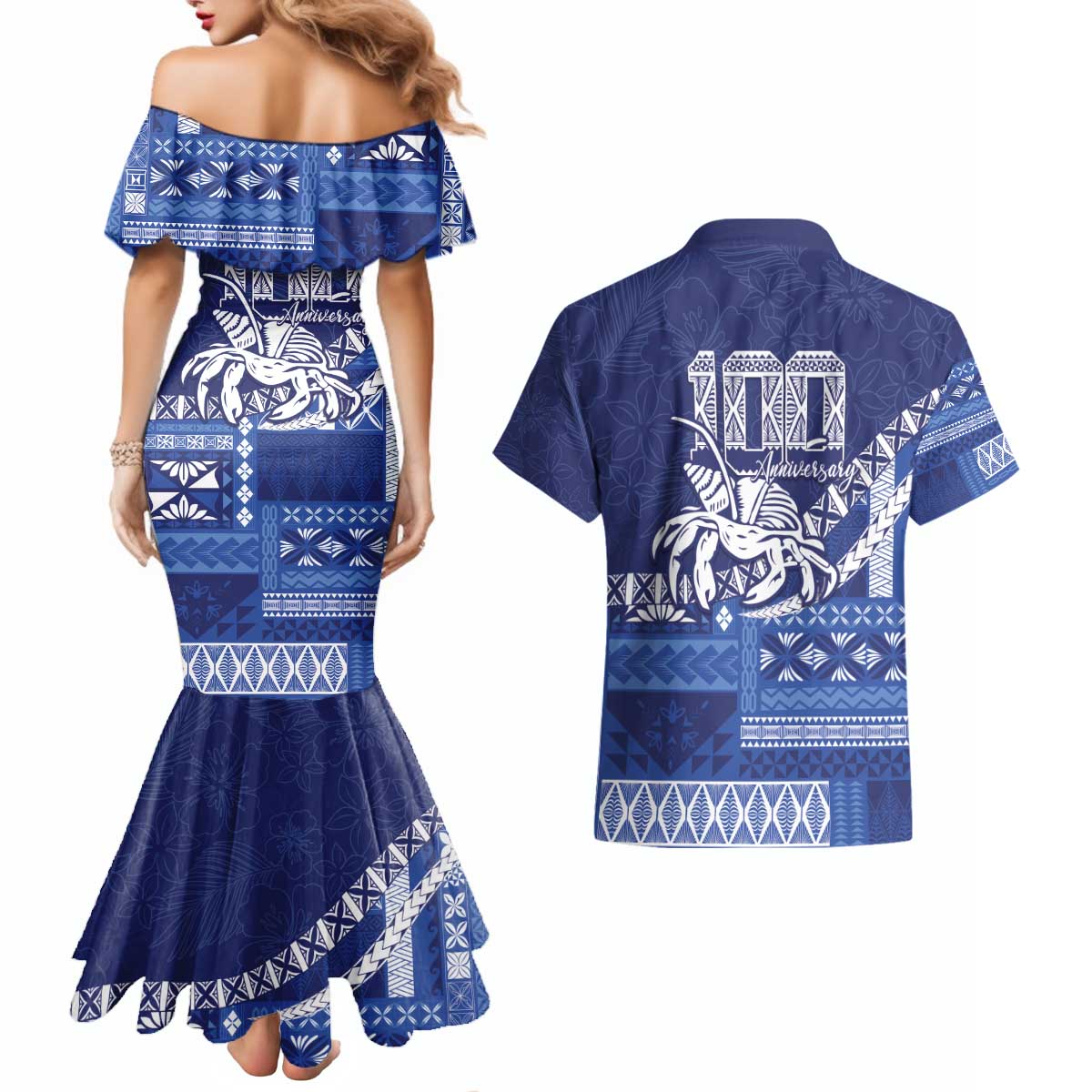 Queen Salote College 100th Anniversary Couples Matching Mermaid Dress and Hawaiian Shirt QSC Royal Girls - Polynesian Pride