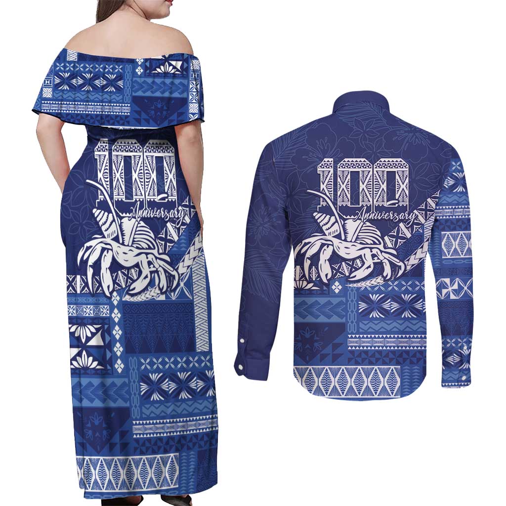 Queen Salote College 100th Anniversary Couples Matching Off Shoulder Maxi Dress and Long Sleeve Button Shirt QSC Royal Girls - Polynesian Pride