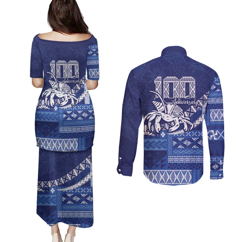 Queen Salote College 100th Anniversary Couples Matching Puletasi and Long Sleeve Button Shirt QSC Royal Girls - Polynesian Pride