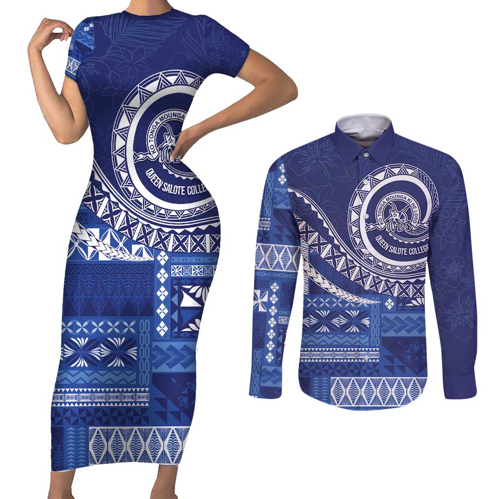 Queen Salote College 100th Anniversary Couples Matching Short Sleeve Bodycon Dress and Long Sleeve Button Shirt QSC Royal Girls - Polynesian Pride