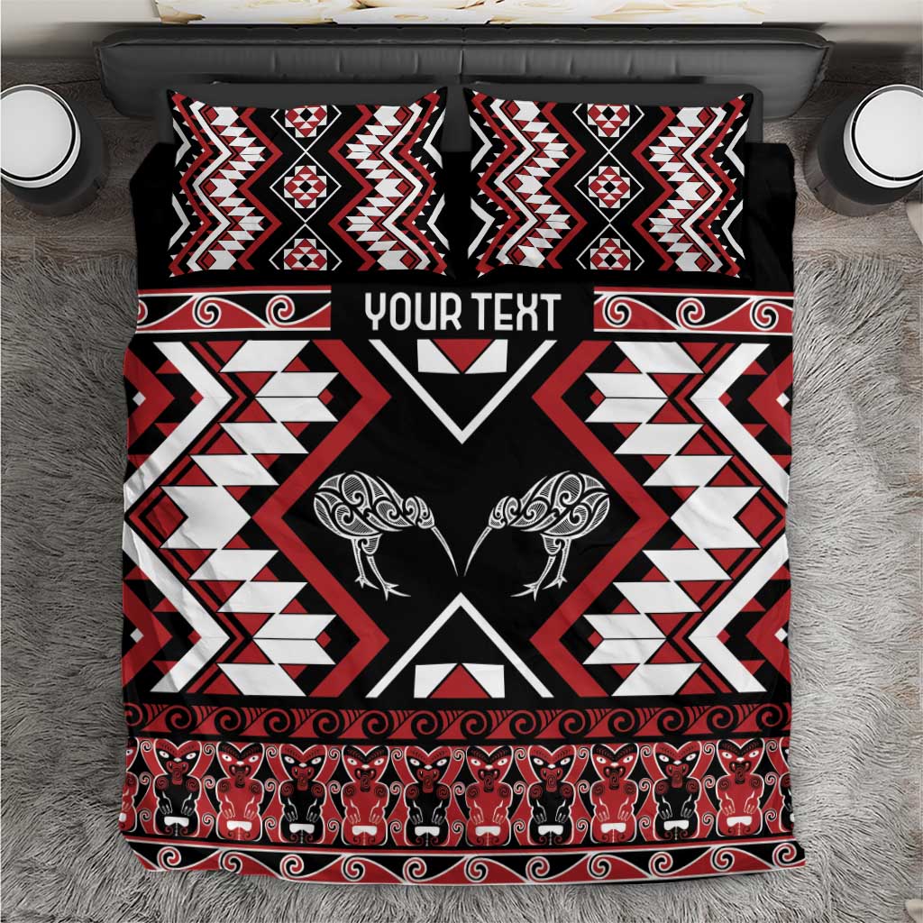 Personalised Taniko Motifs Aotearoa Bedding Set Waitangi Kowhaiwhai Kiwi LT7 Red - Polynesian Pride