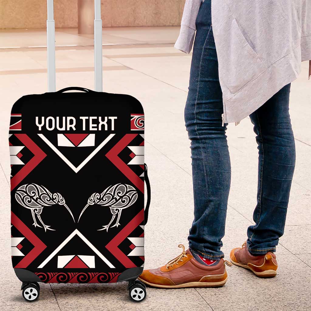 Personalised Taniko Motifs Aotearoa Luggage Cover Waitangi Kowhaiwhai Kiwi LT7 Red - Polynesian Pride