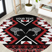 Personalised Taniko Motifs Aotearoa Round Carpet Waitangi Kowhaiwhai Kiwi LT7 Red - Polynesian Pride