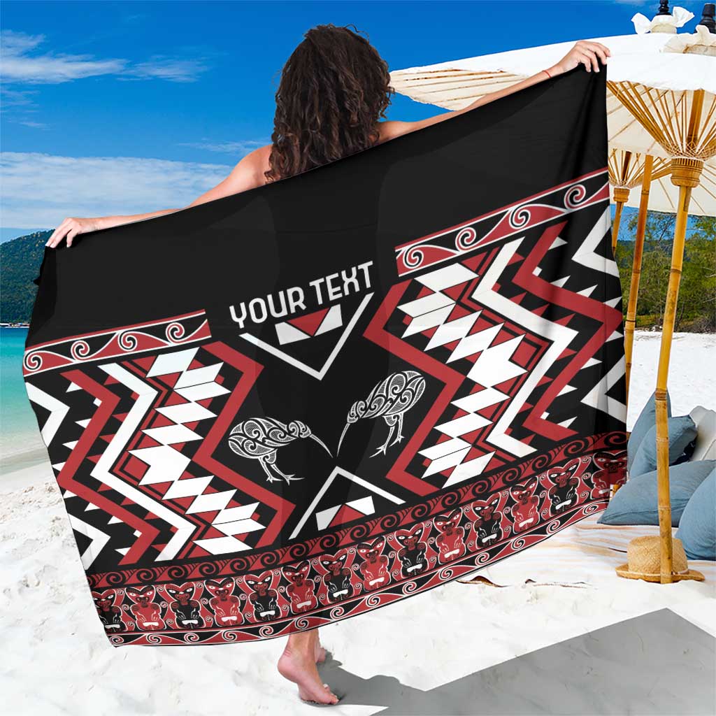 Personalised Taniko Motifs Aotearoa Sarong Waitangi Kowhaiwhai Kiwi LT7 One Size 44 x 66 inches Red - Polynesian Pride
