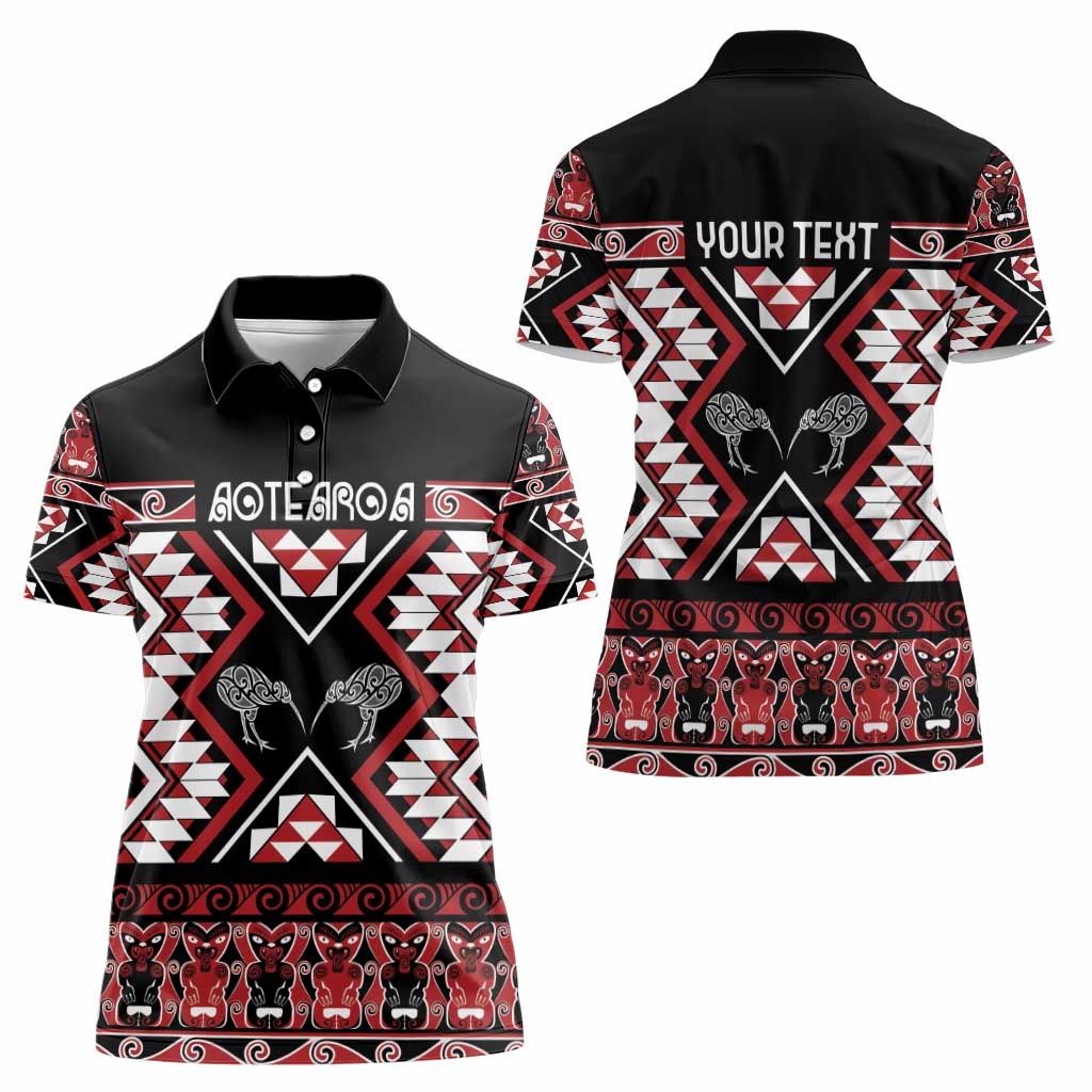 Personalised Taniko Motifs Aotearoa Women Polo Shirt Waitangi Kowhaiwhai Kiwi